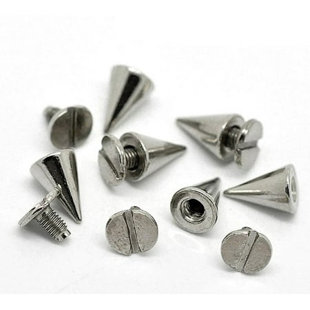 - 48 Sets Steal Tone Cone Screw on Spike Rivet Studs 3/8x1/4 Inch (10x5mm Spike) Punk Gothic or Leather Work