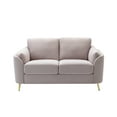 thumbnail image 2 of Jace 60 Inch Loveseat, Beige Polyester, Gold Metal Legs, Loose Pillow Back- Saltoro Sherpi, 2 of 5