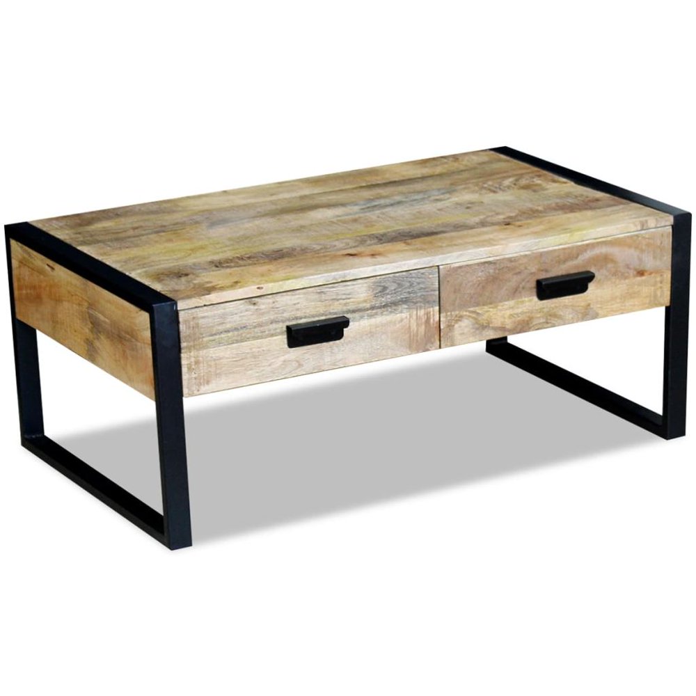 vidaXL Coffee Table with 2 Drawers Solid Mango Wood 39.4x23.6"x15.7"