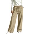 thumbnail image 4 of Njagoc3 Linen Pants Women | Drawstring Waist Relaxed Trousers with Large Front Pockets | Loose Fit for Fall Casual Daily Wear & Travel Activities，Khaki，L, 4 of 6