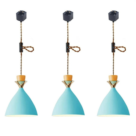 JLOWCO 3 Pack Adjustable Height Pendant Lights Track Light Fixtures Kitchen Island Kitchen Lighting Pink hanging lights Pendant Lights Kitchen Island (LED Bulb Include)