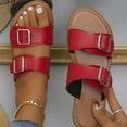 thumbnail image 5 of Xfvqtps Slide Sandals Women Flat Buckle Decoration Open Toe Non Slip Breathable Summer Beach Sandals Red, 5 of 9