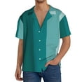 thumbnail image 2 of Ratiio Teal Color Print Mens Casual Short Sleeve Shirts Button Down Textured Shirts Summer Beach Shirt with Pocket Men's Casual Short-sleeved Shirt, 2 of 5