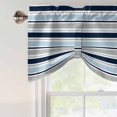 thumbnail image 5 of Tie Up Valances for Windows, Navy Blue Gray Striped Adjustable Valance Curtains Window Treatment for Living Room, Farmhouse Stripes Modern Abstract Art Rod Pocket Kitchen Curtains 42x18 Inch, 5 of 9