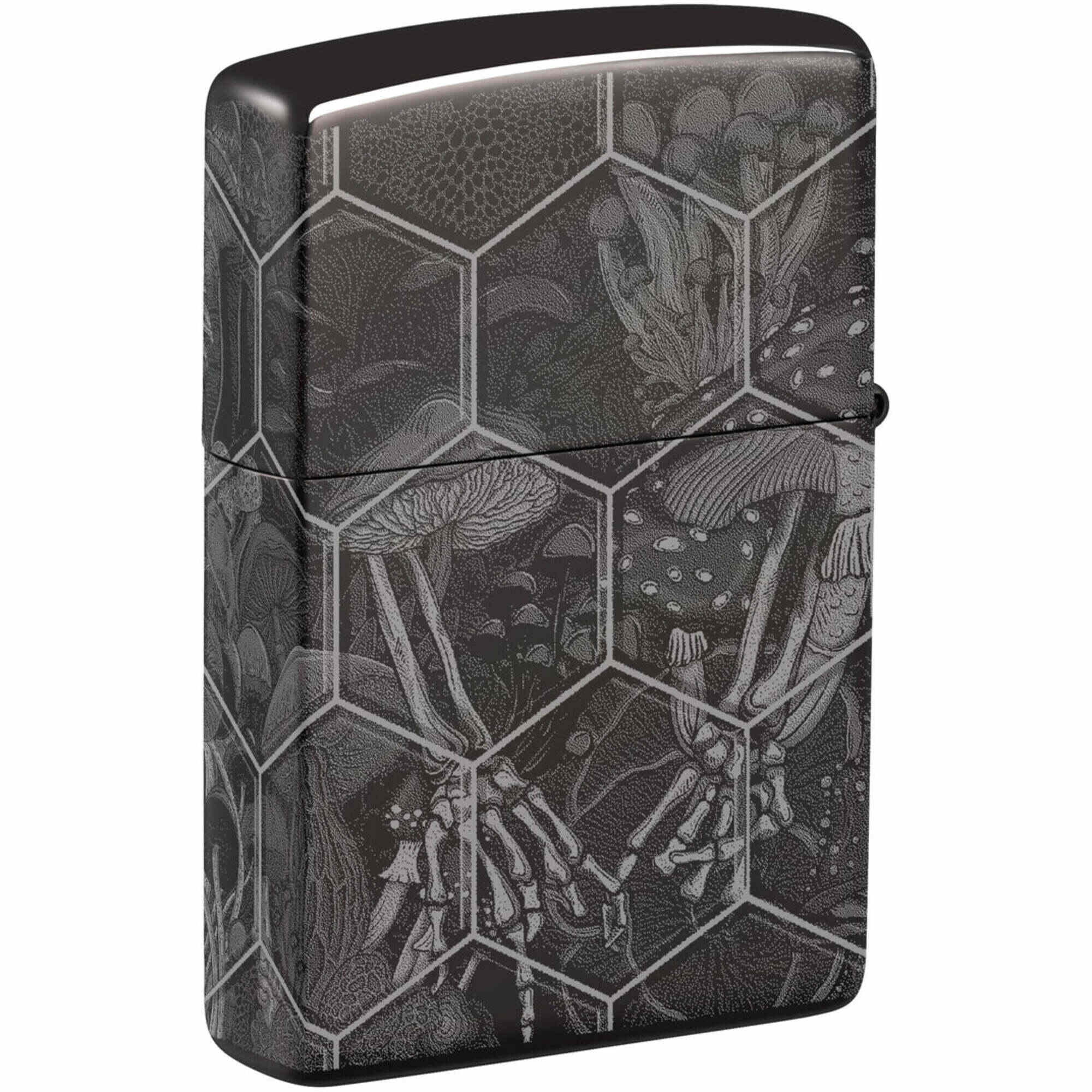 Zippo 46425 Mushroom Skulls Design High Polish Black Lighter