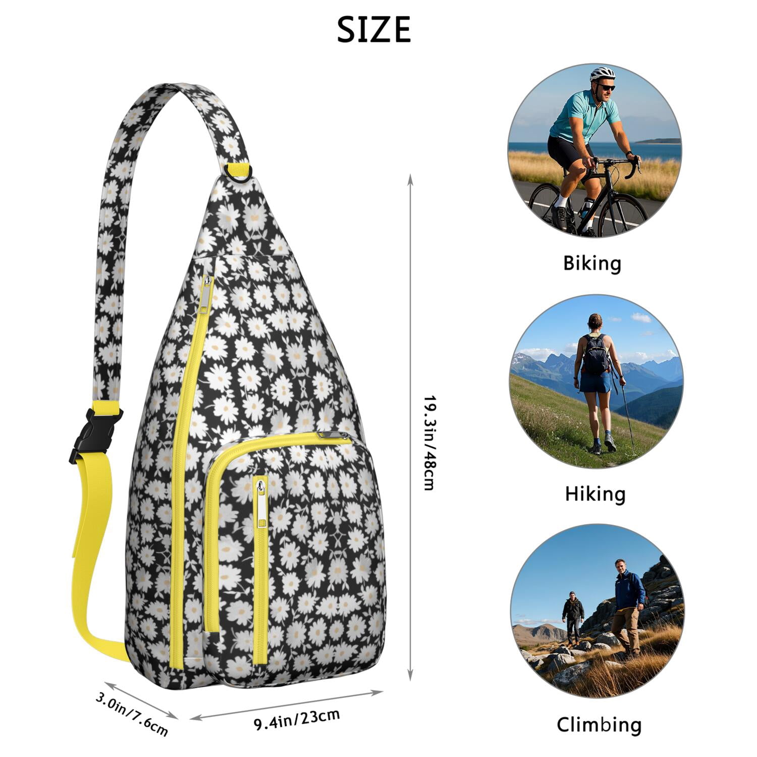 Lightweight Tear - resistant Sling Bag with Daisy Design for Unisex