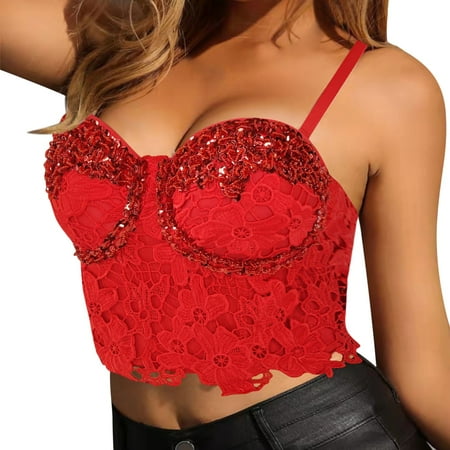 

Suspender Vest Women Sleeveless Nail Pearl Sequins Ice Silk Knitting Lace Wrap Chest Top Underwear Sleepwear