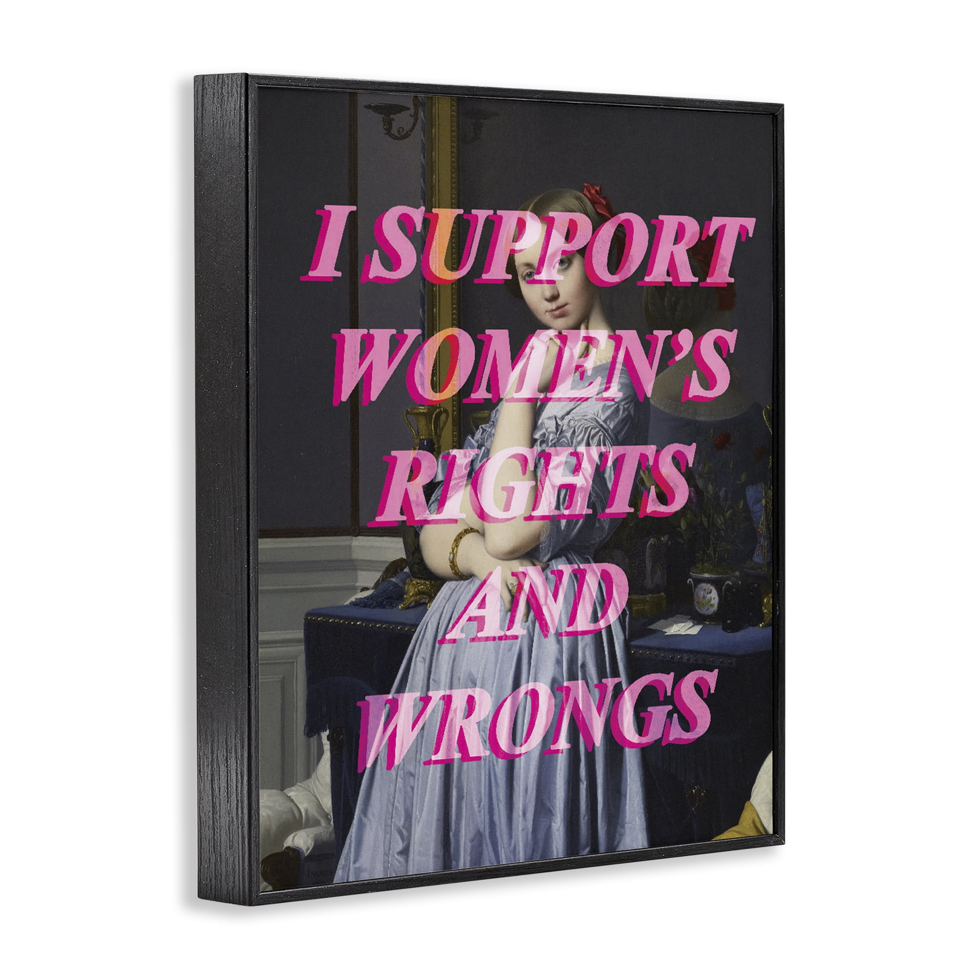 I Support Women's Rights & Wrongs Black Framed Giclee Art, design by Lil' Rue