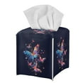 thumbnail image 7 of ZIATUBLE Butterfly Square Tissue Box Cover PU Leather Tissue Paper Box Cover Decorative Holder Organizer Rectangular Tissue Boxes Covers Facial Cube Tissue Box Holder Case Dispenser, 7 of 7