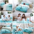 thumbnail image 6 of Blue Gradient Coral Full Size Comforter Set, Ocean Coastal Sea Watercolor Coral Bedding for All Seasons, 4 Pcs Bed Set, 1Quiltcover (86"x86") ,1Sheet(80"x116"), 2Pillowcases (30"x20"), 6 of 9