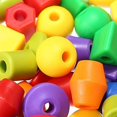 thumbnail image 2 of Juego de cuentas de hilo con 100 cuentas, 10 cuerdas y cuentas de cordones para niños pequeños, aprendizaje preescolar, autismo ocupacional, 2 of 5