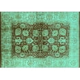 thumbnail image 1 of Ahgly Company Machine Washable Indoor Rectangle Oriental Turquoise Blue Industrial Area Rugs, 7' x 9', 1 of 4