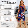 thumbnail image 2 of HELLHERO Sleeveless Midi Dress, Stars Stripes Side Pockets Ladies Irregular Hem Casual Dress, Round Neck Non Deform Sleeveless Sundress for Vacation Coffee Dates, 2 of 8