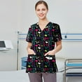 thumbnail image 4 of Garbnen Heart Print Scrub Top for Women Plus Size Stretch V Neck Short Sleeve Womens Tshirts Xmas Valentine's Day Holiday Prints Nurses Working Uniforms, 4 of 6