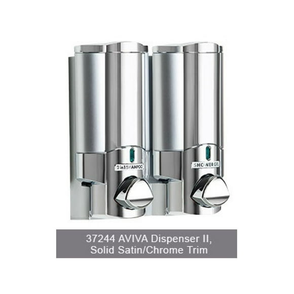 AVIVA Liquid Bath Amenities Dispenser 2-Chambers Chrome with Solid Satin finish 1/Pack