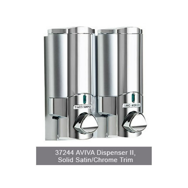 AVIVA Liquid Bath Amenities Dispenser 2-Chambers Chrome with Solid Satin finish 1/Pack