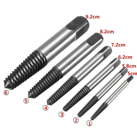 - M.way 6pcs Steel Broken Bolt drill tool Damage Screw Remover Extractor Drill Bits Easy Out Stud Reverse
