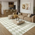 thumbnail image 2 of BERTHMEER 9'x12' Large Area Rugs for Living Room Modern Rhombus Checkered Rugs Bedroom Office Dining Room Farmhouse Geometric Contemporary Washable Non Slip Green Rugs Carpets, Light Green, 2 of 5
