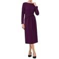 thumbnail image 2 of INSPIRE CHIC Women's Knee Length Pencil Dress Long Sleeve Tie Waist Church Work Sheath Dresses 2XL Purple, 2 of 6