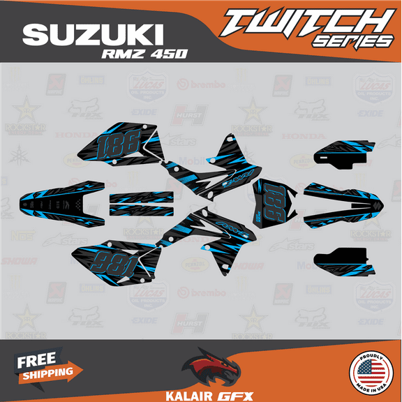 Kalair GFX Graphics Kit for Suzuki RMZ450 (2008-2017) Twitch Series