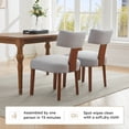 thumbnail image 4 of Hassch Linen Upholstered Dining Chairs Set of 2, Modern Armless Kitchen Chairs with Curved Backrest and Rubber Wood Legs, for Home Office and Living Space, Gray, 4 of 10