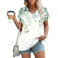 thumbnail image 2 of NSLGXD T-shrits for Women Trendy V Neck Short Sleeve Shirts Boho Graphic Tees Breathable Vacation T Shirts S-3XL Green Top, 2 of 6