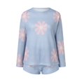 thumbnail image 4 of Gibobby camisón de seda para mujer Conjunto de pijama para mujer Top de manga larga y pantalones cortos Conjunto informal Conjunto de muebles para el (Blue, XL), 4 of 5