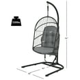 thumbnail image 2 of Patiojoy Modern Rattan Hanging Egg Swing Chair w/Stand Foldable Cushioned Hammock Gray, 2 of 5