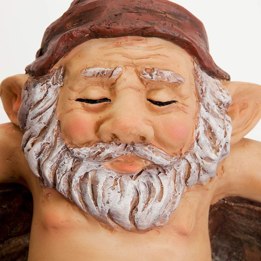 Bits and Pieces - Gnome Relaxing Pool Birdbath Statue - Whimsical Polyresin Garden Decor, Outdoor Elf Sculpture for Patio, Yard or Poolside, 12" Wide