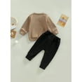 thumbnail image 5 of Elippeo Toddler Boys 2pcs Outfits 6M 12M 18M 24M 3Y Solid Color Long Sleeve Sweatshirt T-shirt and Elastic Casual Pants Suit, 5 of 10