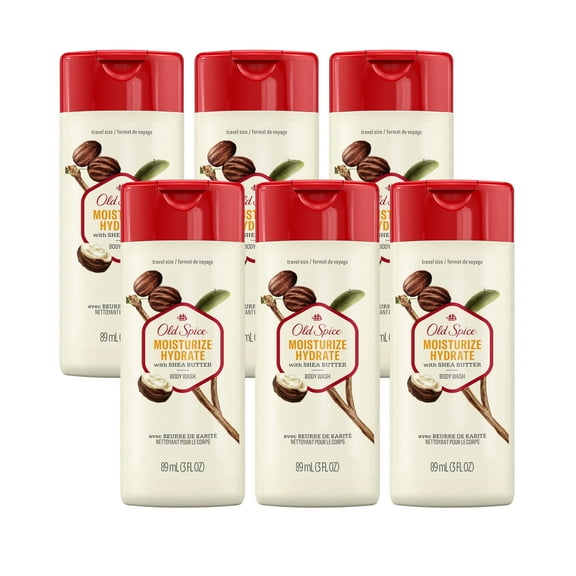 Old Spice Cleansing Body Wash for Men - Travel Size - Moisturize with Shea Butter 3oz 6 Pack