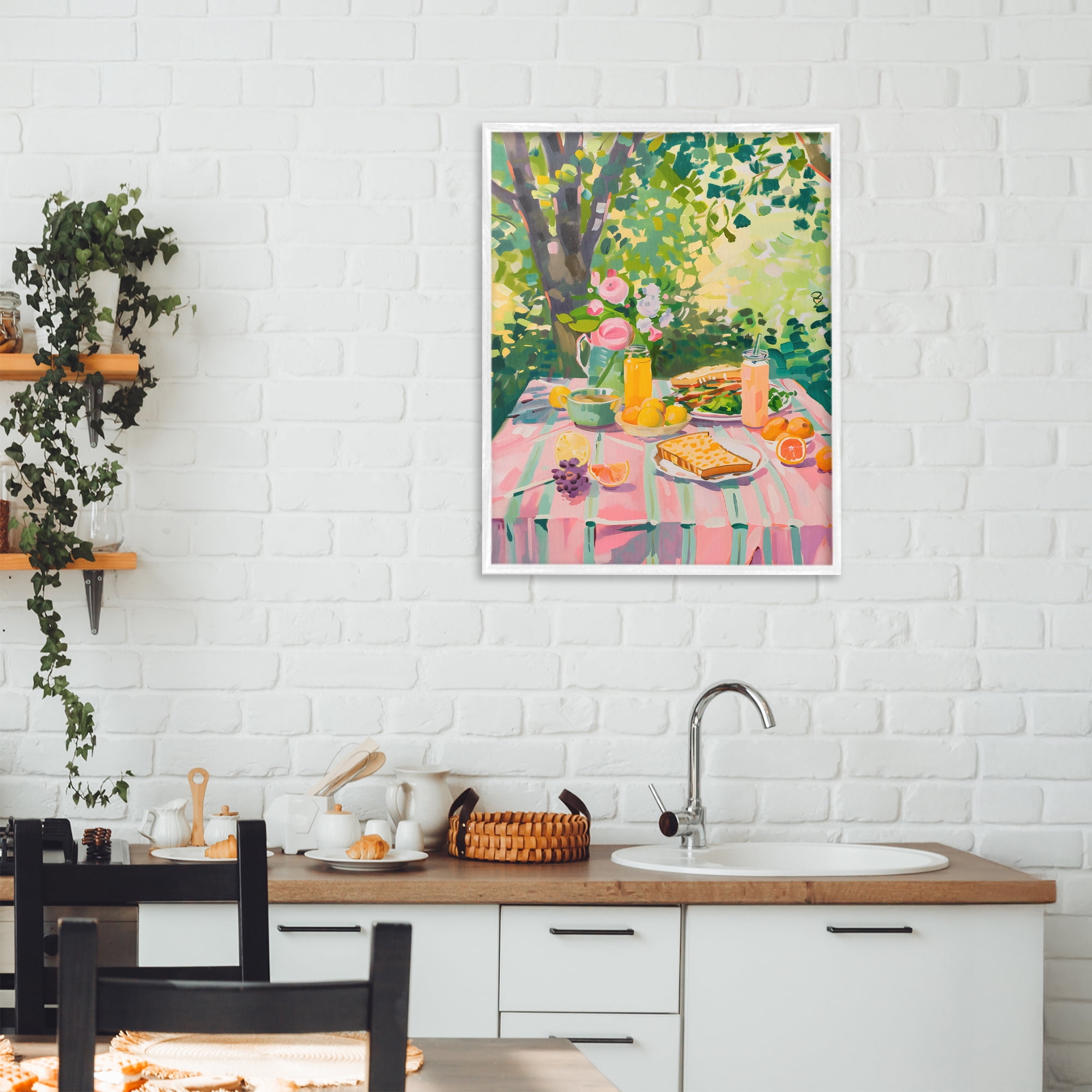 Stupell Industries Breakfast Picnic in Garden White Framed Giclee Art, design by The Prints Vibe