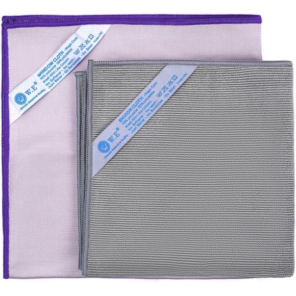 WEAWE Window Cleaning Cloth (Purple) & Enviro Cloth (Grey), 2 Pack.