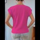 thumbnail image 5 of Camiseta Básica Holgada Informal de Verano para Mujer, Color Liso, Corta, Cuello en V, Color Rosa Rojo, XXXL, 5 of 7