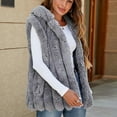 thumbnail image 5 of BiZtdJrK Lightning Sales Womens Faux Fur Vest Winter Warm Short Coat Fluffy Shaggy Sleeveless Jacket Lounge Fuzzy Outerwear Gray L, 5 of 9