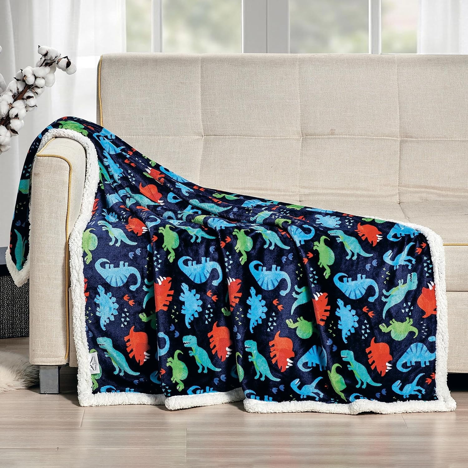 Elegant Comfort Reversible Sherpa Throw Blanket - Plush, Soft, Cozy, All-Season Kids Decorative Gift 50 x 60 inches Navy