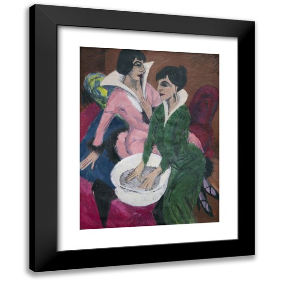 Ernst Ludwig Kirchner 11x14 Black Modern Framed Museum Art Print Titled - Two Women by a Sink; the Sisters (1913)