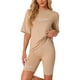 thumbnail image 1 of CONJUNTOS DE ROPA DE MUJER INSPIRE CHIC de 2 Piezas con Impresión de Letras, Camiseta de Manga Corta y Pantalones Cortos Bodycon XS Caqui, 1 of 6