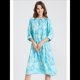 thumbnail image 4 of Vestido Midi Holgado Informal de Verano para Mujer, con Escote en V, Cordones, Media , Estampado Geométrico Bohemio Esmeralda L, 4 of 10