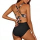 thumbnail image 4 of Traje de baño de una pieza para mujer, conjuntos de bikini para mujer, traje de baño de bikini sin mangas con estampado y escote en V, traje de baño push-up acolchado, traje de baño de poliéster para, 4 of 5
