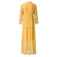 thumbnail image 4 of CHOK Robe Bohème d'Été pour Femmes, Robe Maxi Décontractée Grande Taille, Couleur Unie, Col en V, Robes Soleil, Dentelle à Franges, Longue Robe, 4 of 7