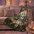 thumbnail image 6 of Winter Forest Deer Family Snowflakes Holiday Garland Nostalgic, Peaceful Mountain Lake Scene, Warm Flannel Blanket for Cabin and Lodge, Outdoor Lovers Camping Gift, Festive Home Decor, 6 of 9