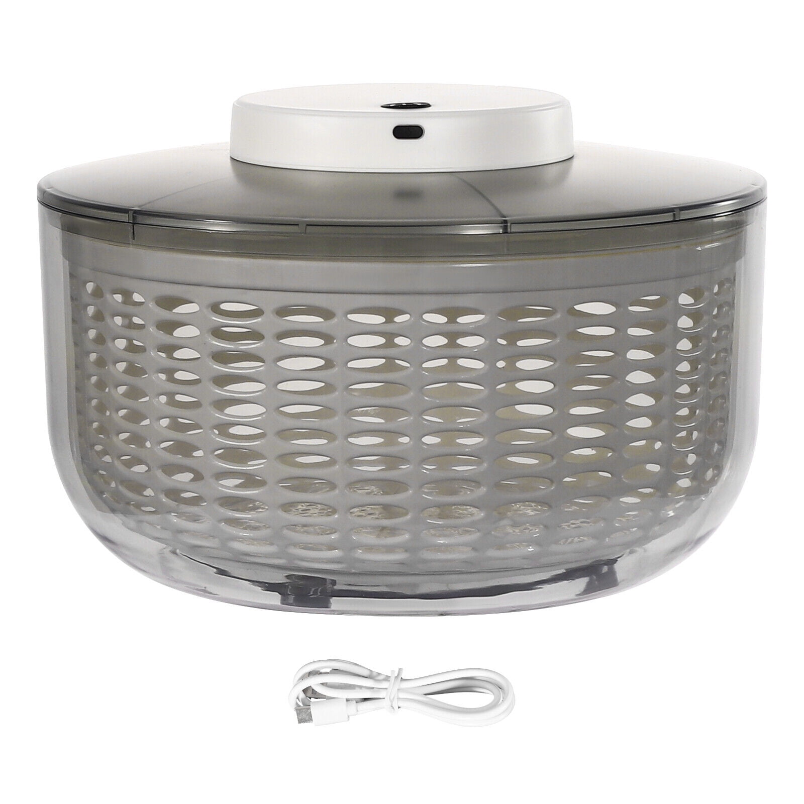 Electric Salad Spinner, 6L Vegetable Dryer with USB Charging, One-Touch Electric Lettuce Dryer for Kitchen, Salad Greens Herbs – BPA-Free, Gray