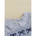 thumbnail image 5 of aturustex Toddler Baby Girls Bubble Romper 0 3M 6M 12M 18M Infant Short Sleeve T-shirts Bodysuits Bowknot Embroidered Print Jumpsuits Doll Collar Shirn Loose Cute Casual Daily Summer Outfits, 5 of 7