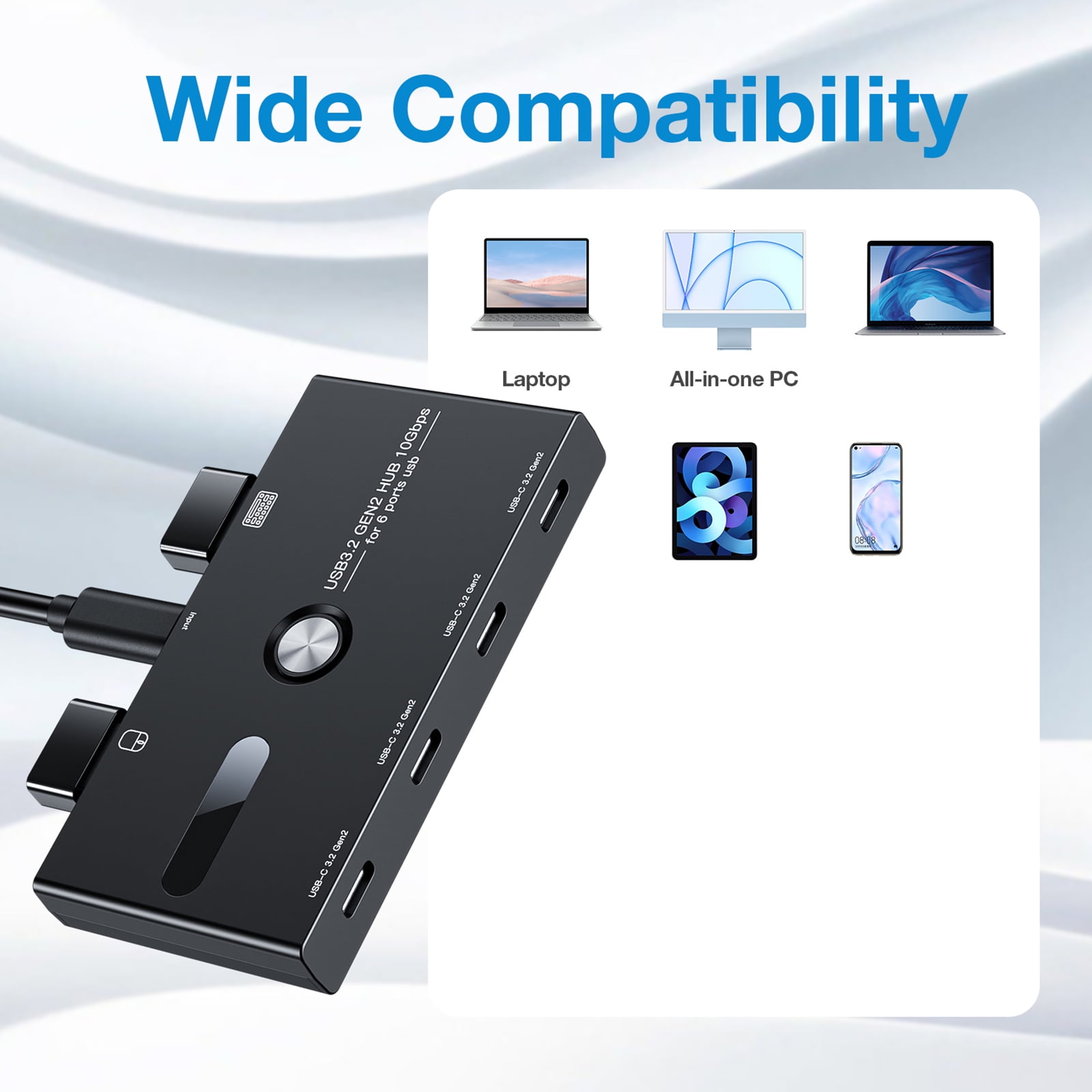 USB C Data Transfer Adapter USB Docking Station with 6 Port for and Travel Use High Efficiency