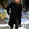 thumbnail image 6 of Mens Pea Coats Double Breasted Notched Lapel Belt Casual Slim Fit Trench Coat Mid Long Fall Winter Windproof Overcoat with Pockets Black, 6 of 6