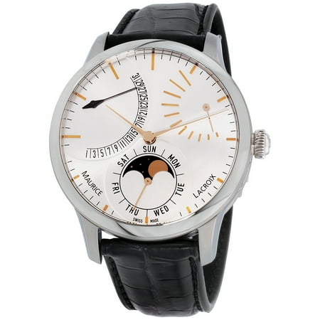 Maurice Lacroix Les Classiques - Maurice Lacroix Masterpiece Silver Dial Leather Strap Mens Watch MP6528SS0011301