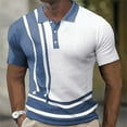 thumbnail image 2 of Miluxas Polo Shirts for Men Clearance Men Casual Solid Turndown Pullover Button Short Sleeve Blouse Tops Light Blue 10(XL), 2 of 6