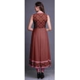 thumbnail image 4 of Bimba Robe Anarkali à Col Mandarin pour Femmes Imprimé Damas Rouge Brique Kurta Ethnique Indienne TG, 4 of 6
