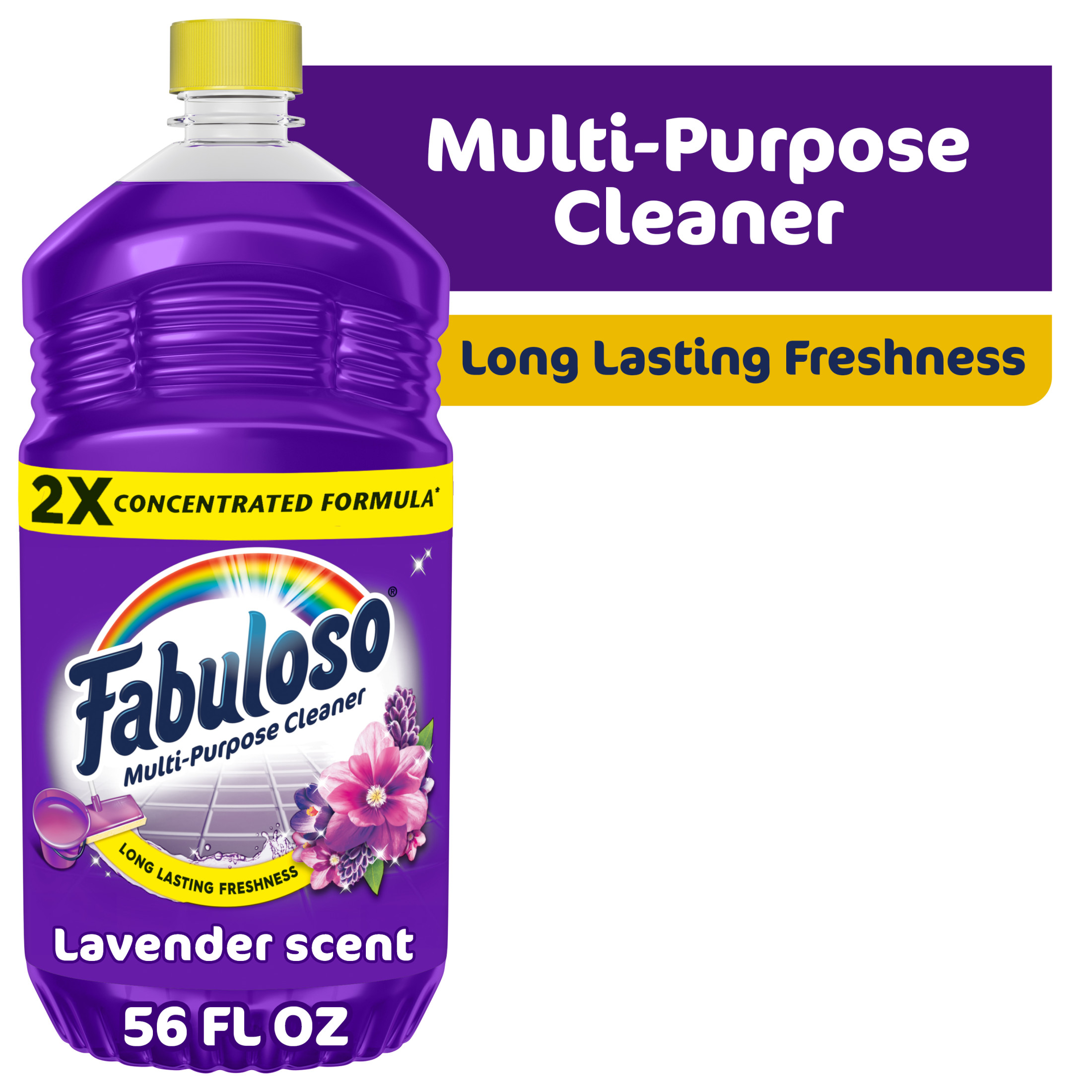 Fabuloso 2X Multi-Purpose Cleaner, No Rinse Floor Cleaner, Lavender Scent, 56 fl oz